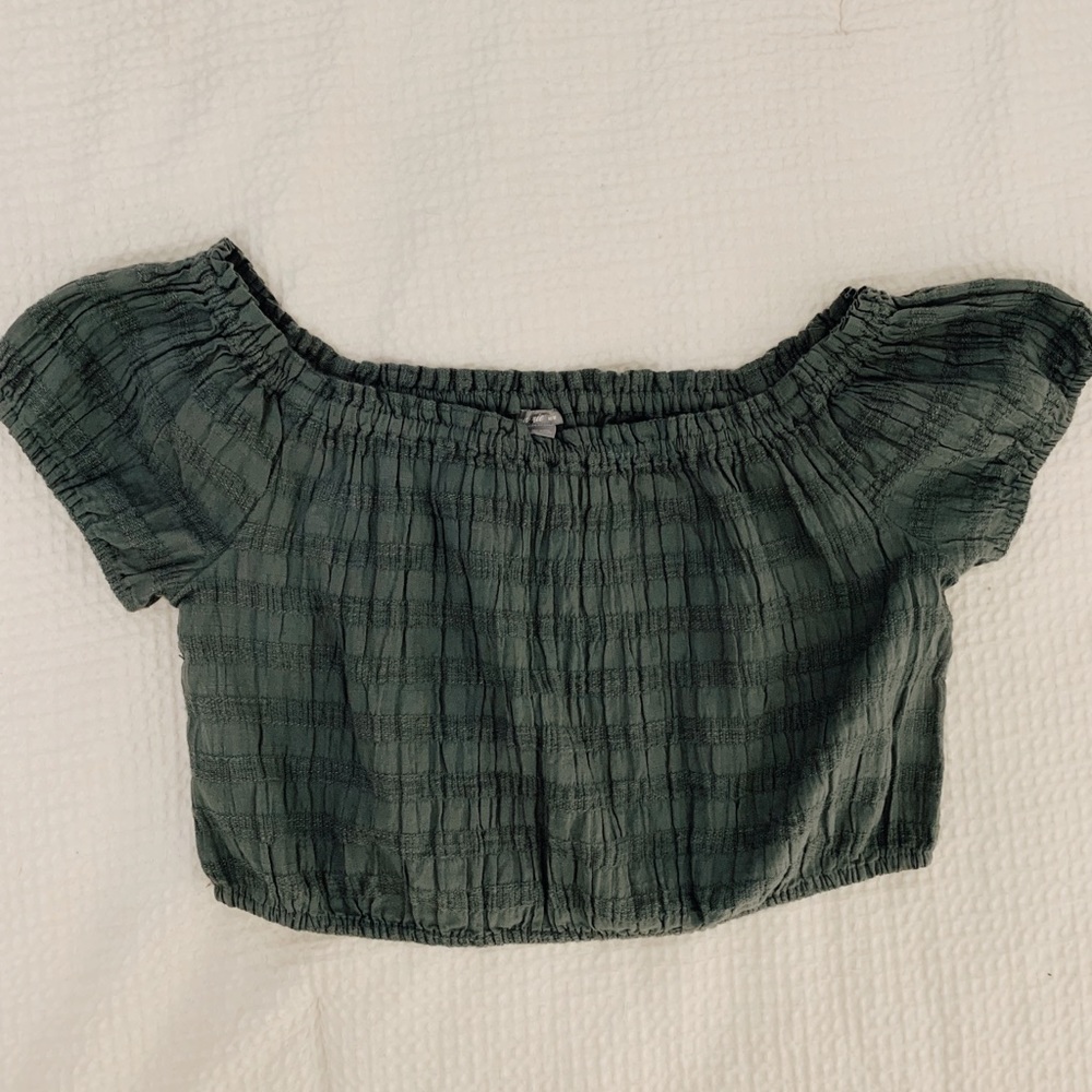 Aerie off the Shoulder Cropped Blouse